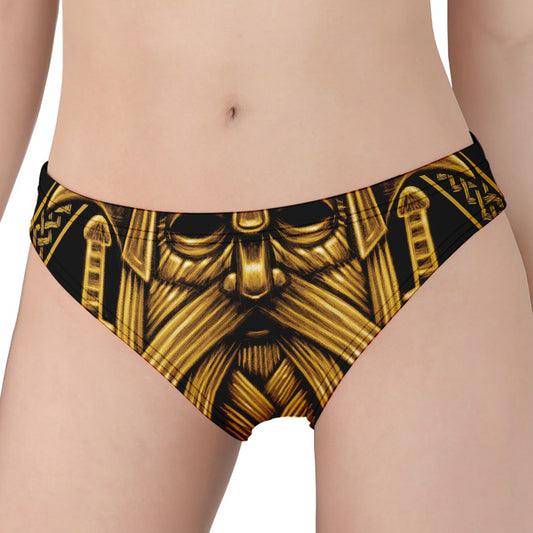 Gold Viking Norse God Odin Print Women's Panties