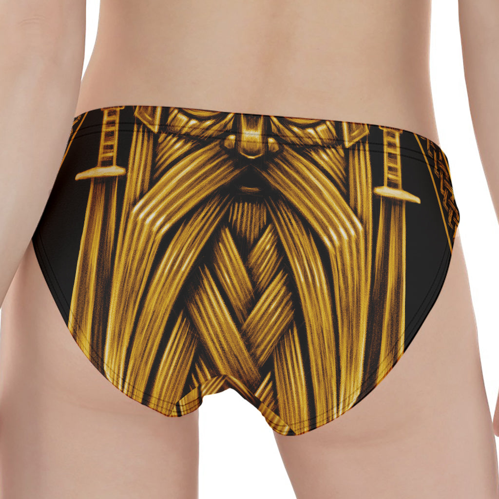 Gold Viking Norse God Odin Print Women's Panties