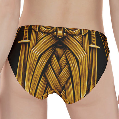 Gold Viking Norse God Odin Print Women's Panties