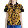 Gold Viking Norse God Odin Print Women's Polo Shirt