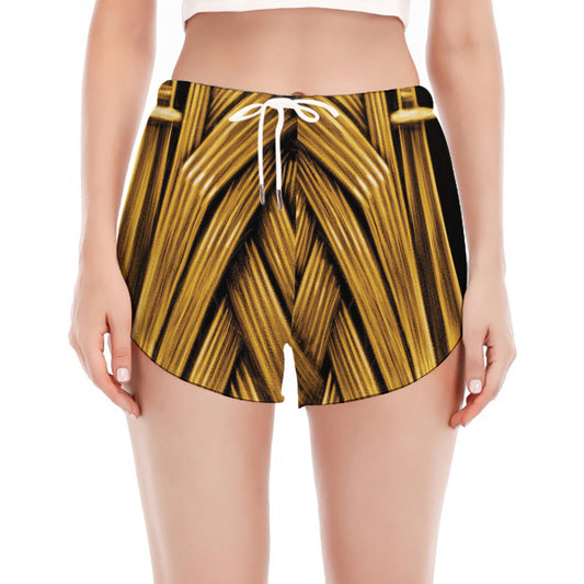 Gold Viking Norse God Odin Print Women's Split Running Shorts