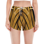 Gold Viking Norse God Odin Print Women's Split Running Shorts