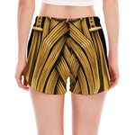 Gold Viking Norse God Odin Print Women's Split Running Shorts