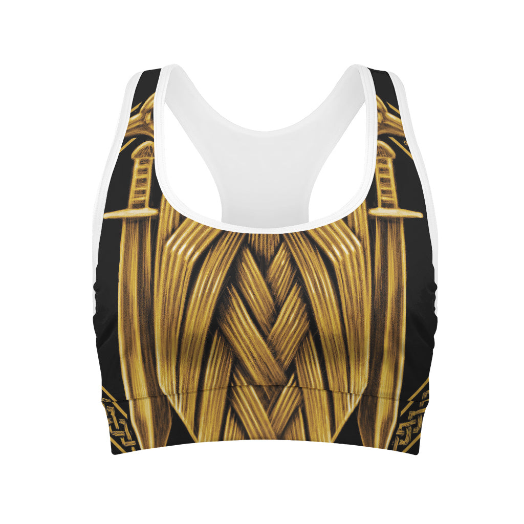 Gold Viking Norse God Odin Print Women's Sports Bra