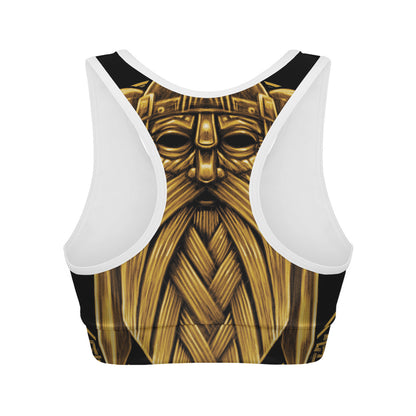 Gold Viking Norse God Odin Print Women's Sports Bra