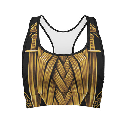 Gold Viking Norse God Odin Print Women's Sports Bra