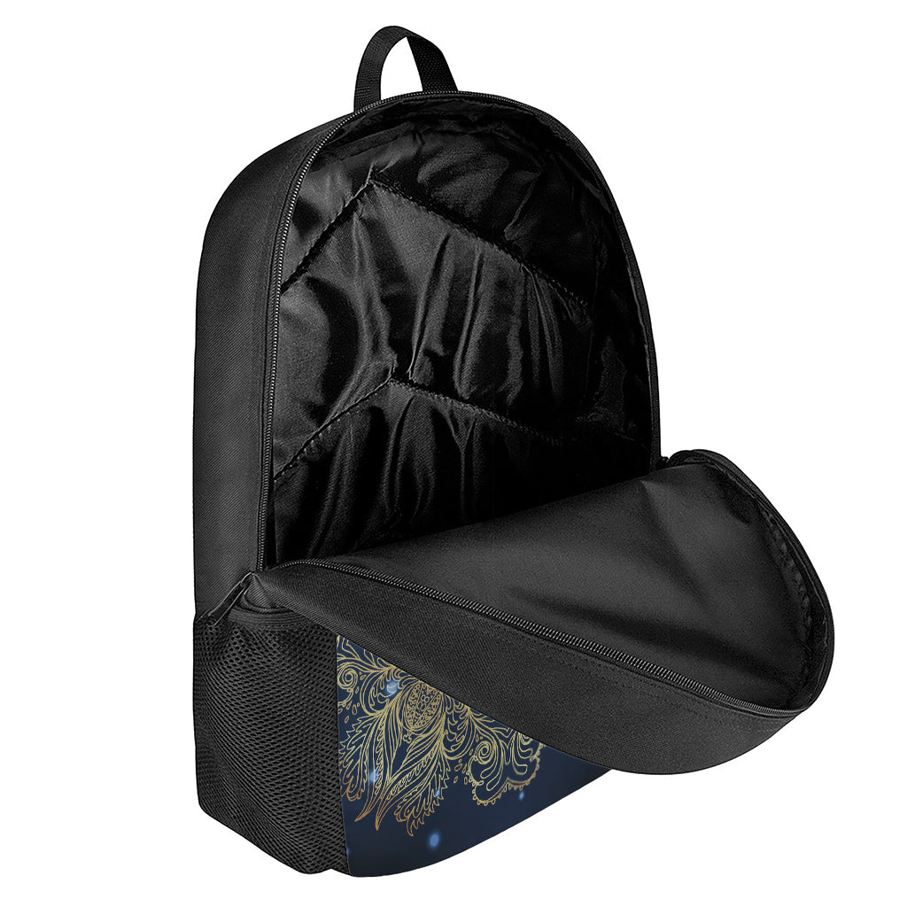 Gold Yin Yang Mandala Print 17 Inch Backpack