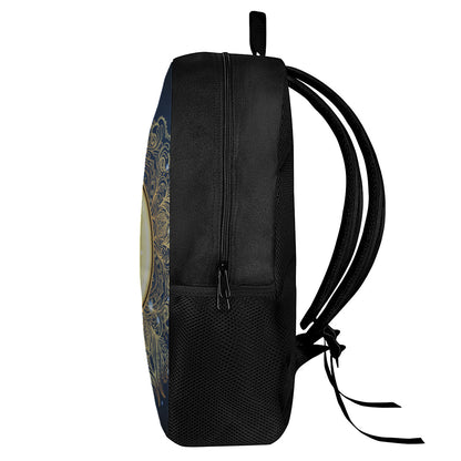 Gold Yin Yang Mandala Print 17 Inch Backpack