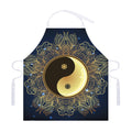 Gold Yin Yang Mandala Print Adjustable Apron