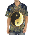 Gold Yin Yang Mandala Print Aloha Shirt