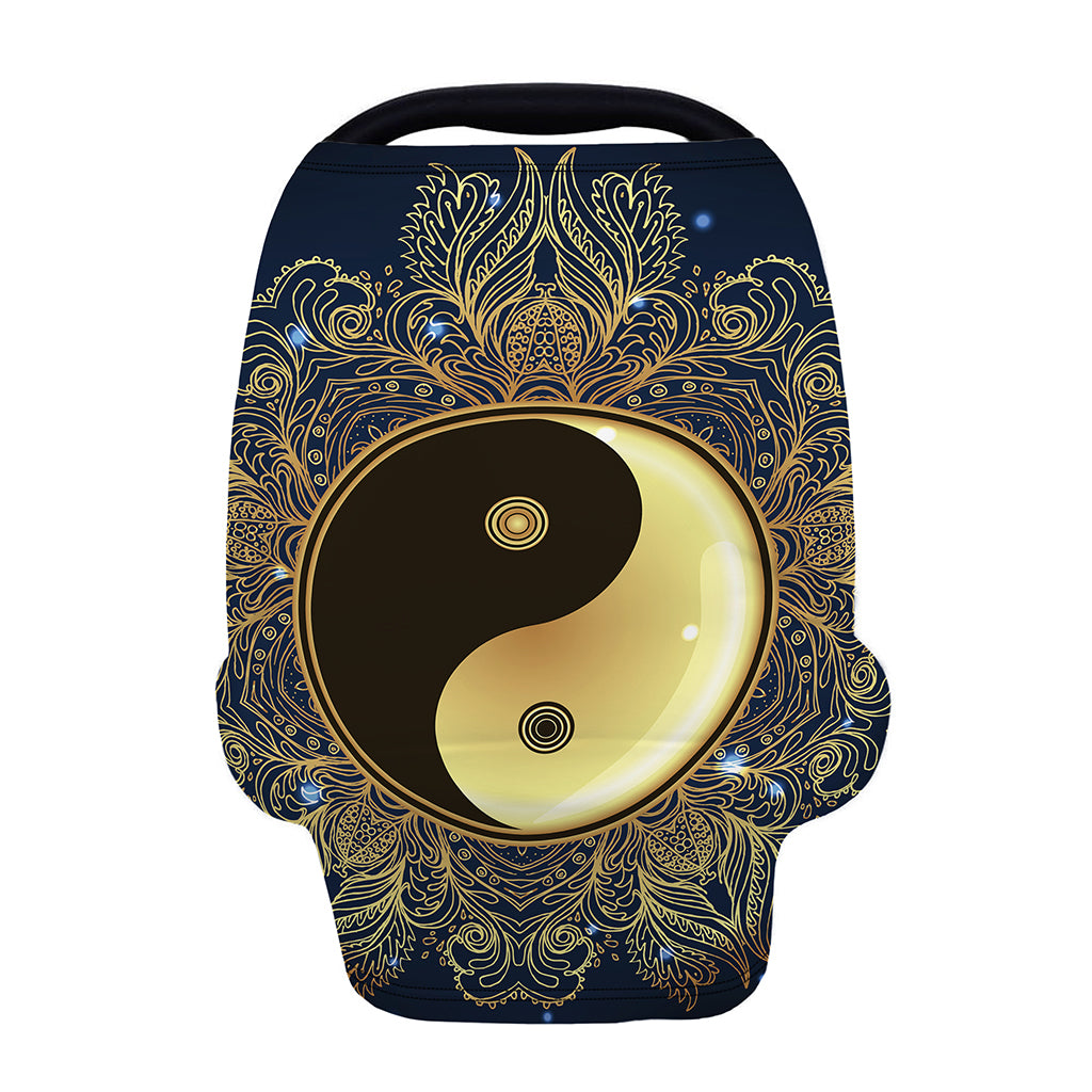 Gold Yin Yang Mandala Print Baby Seat Cover
