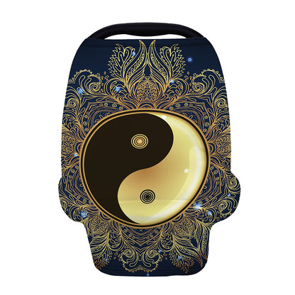 Gold Yin Yang Mandala Print Baby Seat Cover