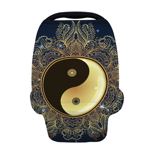 Gold Yin Yang Mandala Print Baby Seat Cover