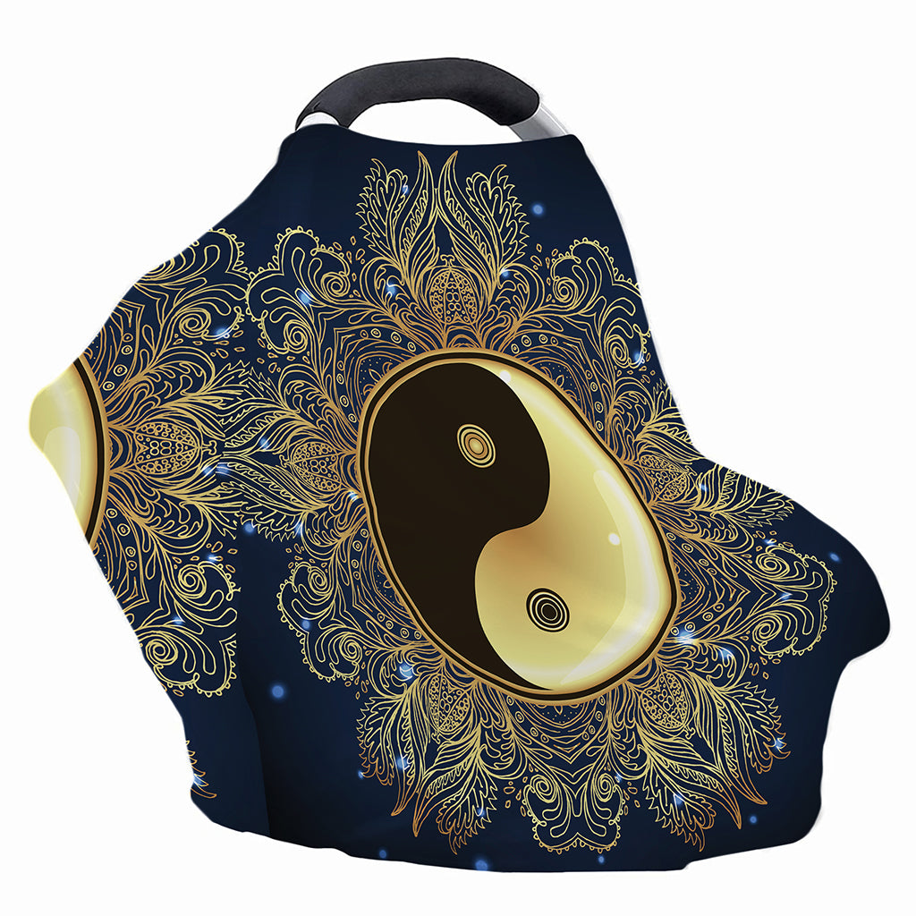 Gold Yin Yang Mandala Print Baby Seat Cover