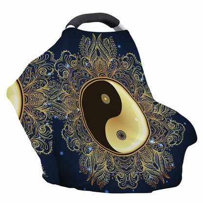 Gold Yin Yang Mandala Print Baby Seat Cover