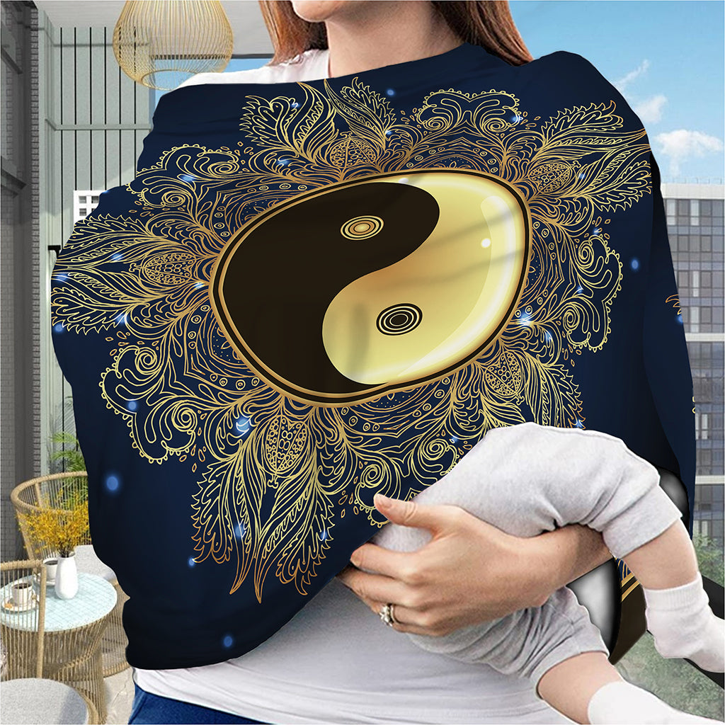 Gold Yin Yang Mandala Print Baby Seat Cover