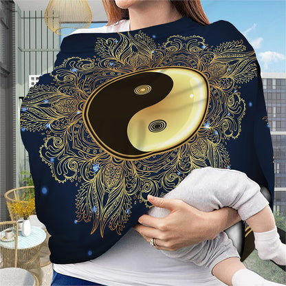 Gold Yin Yang Mandala Print Baby Seat Cover