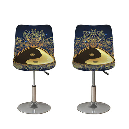 Gold Yin Yang Mandala Print Bar Stool Covers