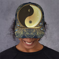 Gold Yin Yang Mandala Print Baseball Cap