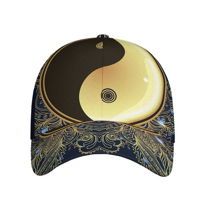 Gold Yin Yang Mandala Print Baseball Cap