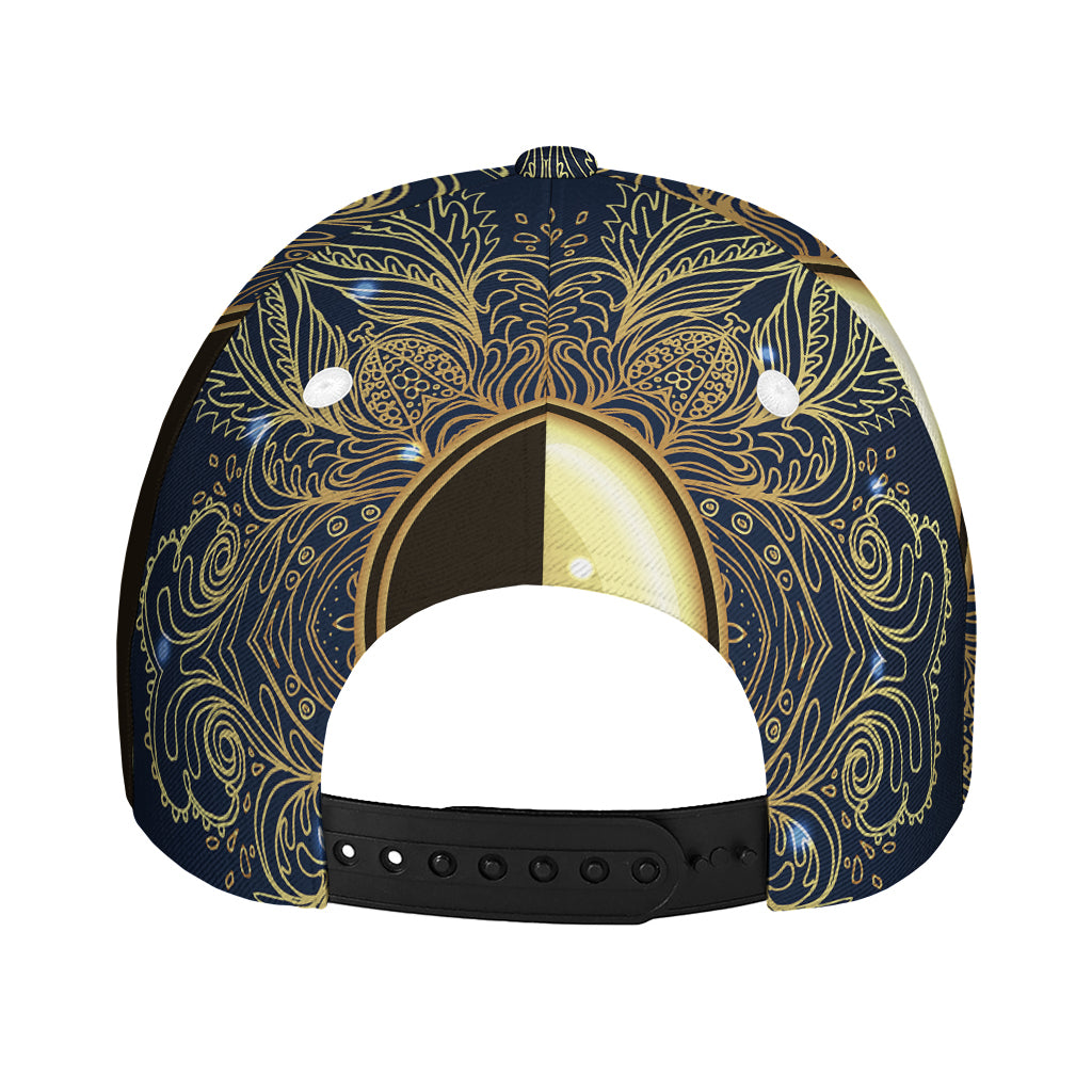 Gold Yin Yang Mandala Print Baseball Cap
