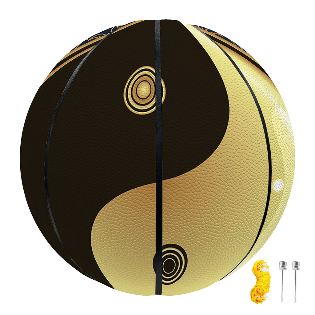 Gold Yin Yang Mandala Print Basketball