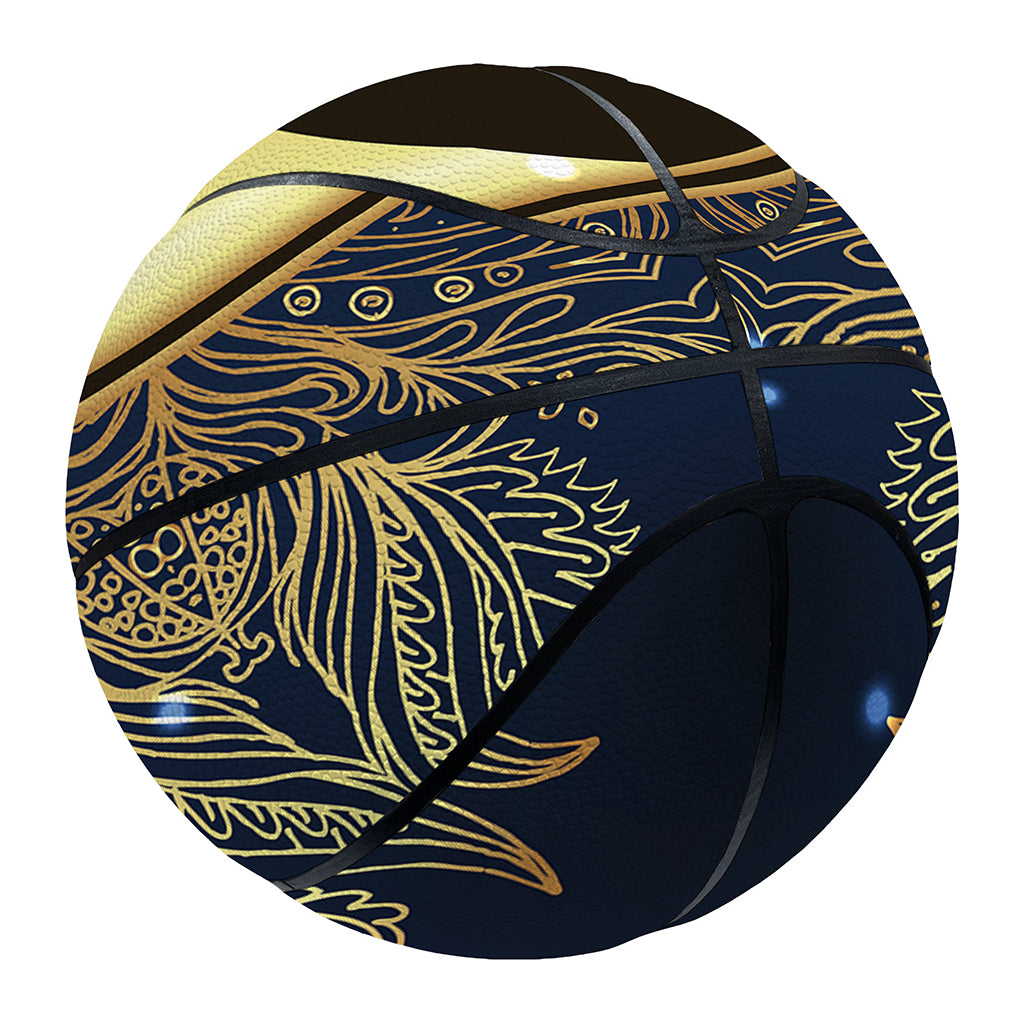 Gold Yin Yang Mandala Print Basketball
