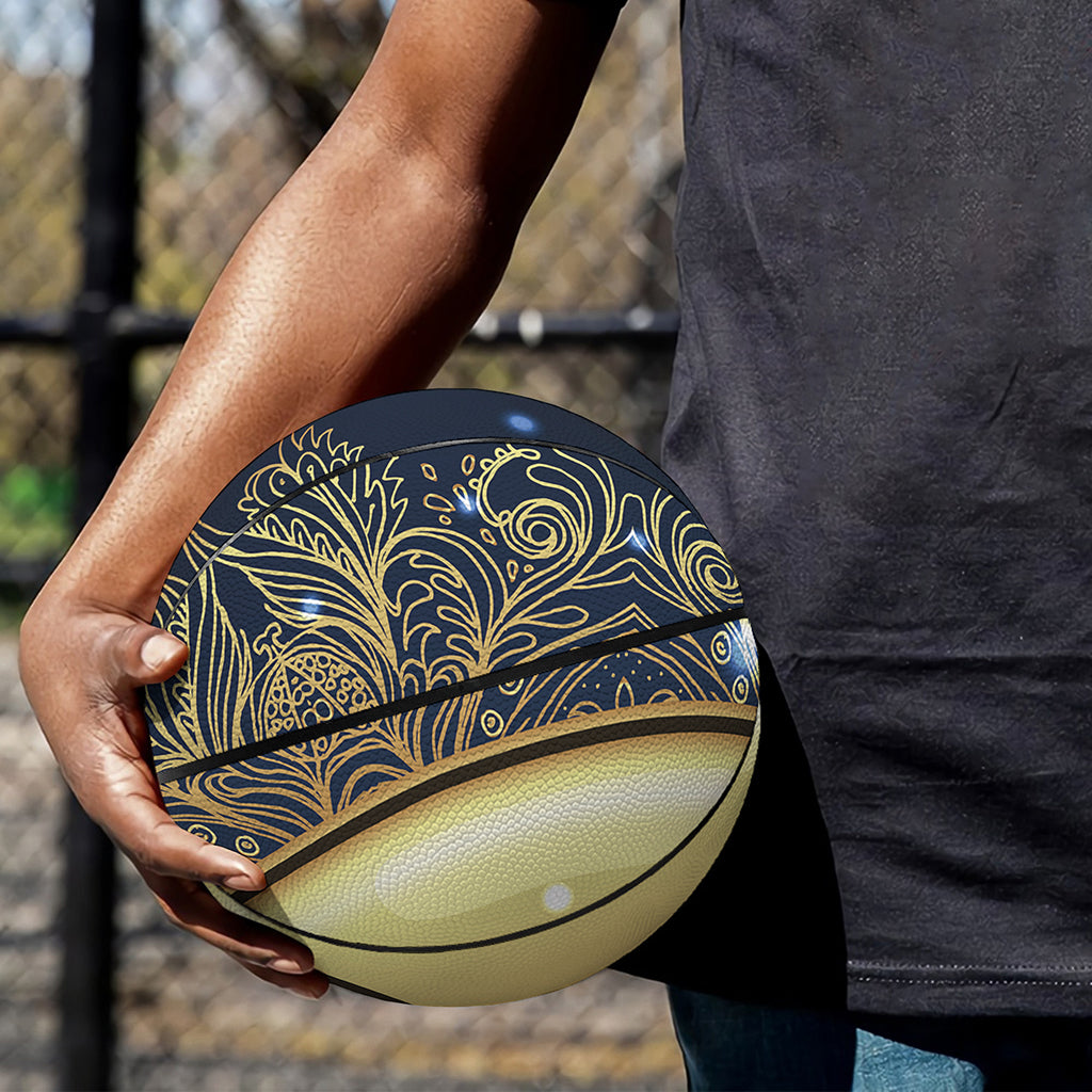 Gold Yin Yang Mandala Print Basketball