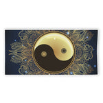 Gold Yin Yang Mandala Print Beach Towel