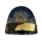 Gold Yin Yang Mandala Print Beanie
