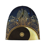 Gold Yin Yang Mandala Print Beanie