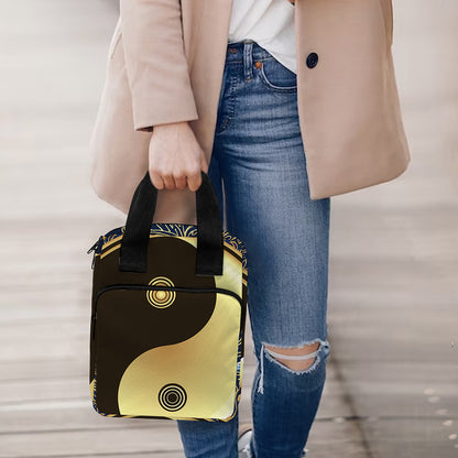 Gold Yin Yang Mandala Print Bible Tote Bag