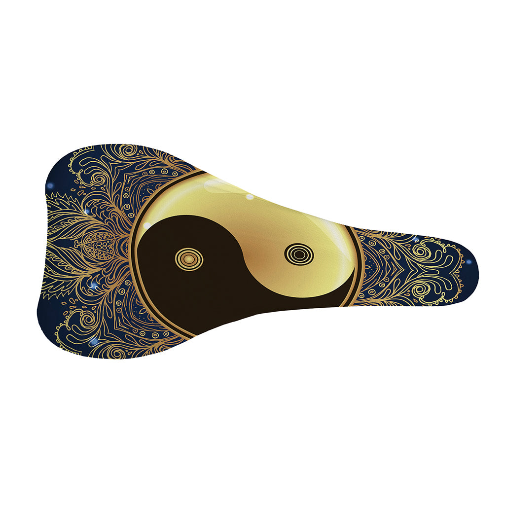 Gold Yin Yang Mandala Print Bicycle Seat Cover