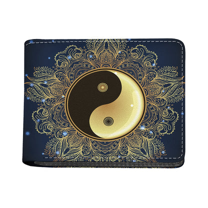Gold Yin Yang Mandala Print Bifold Wallet