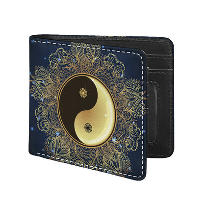 Gold Yin Yang Mandala Print Bifold Wallet
