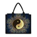 Gold Yin Yang Mandala Print Canvas Tote Bag