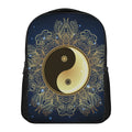 Gold Yin Yang Mandala Print Casual Backpack