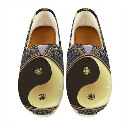 Gold Yin Yang Mandala Print Casual Shoes