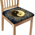 Gold Yin Yang Mandala Print Chair Cushion Cover