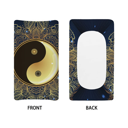 Gold Yin Yang Mandala Print Changing Pad Cover