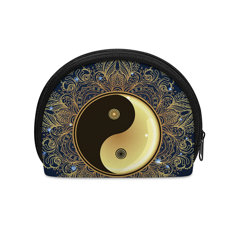 Gold Yin Yang Mandala Print Coin Purse
