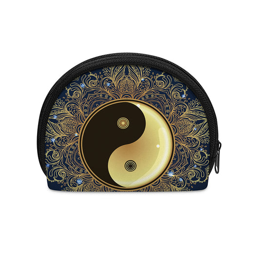 Gold Yin Yang Mandala Print Coin Purse
