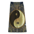 Gold Yin Yang Mandala Print Cotton Front Slit Maxi Skirt