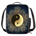 Gold Yin Yang Mandala Print Crossbody Lunch Bag