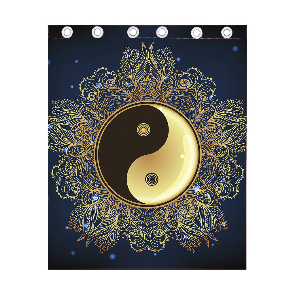 Gold Yin Yang Mandala Print Curtain