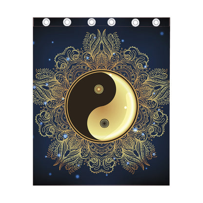 Gold Yin Yang Mandala Print Curtain