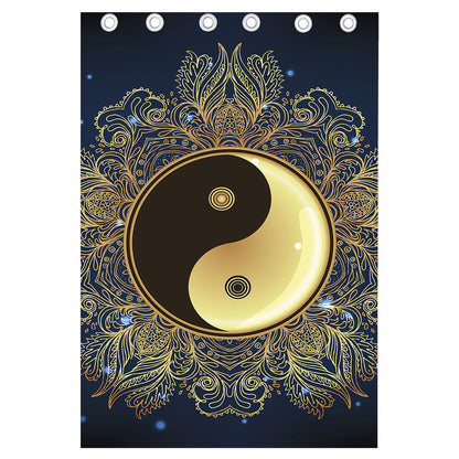 Gold Yin Yang Mandala Print Curtain