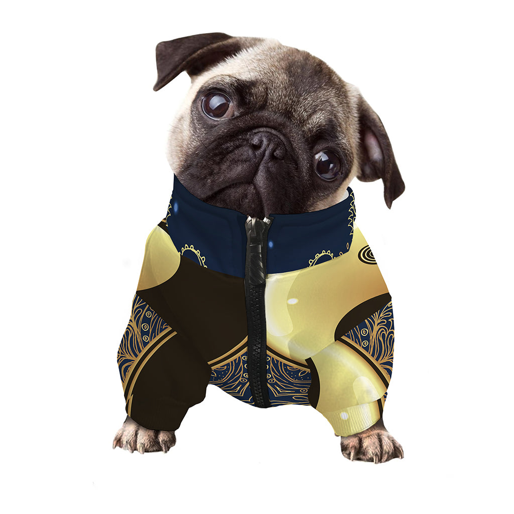 Gold Yin Yang Mandala Print Dog Zip Up Jacket