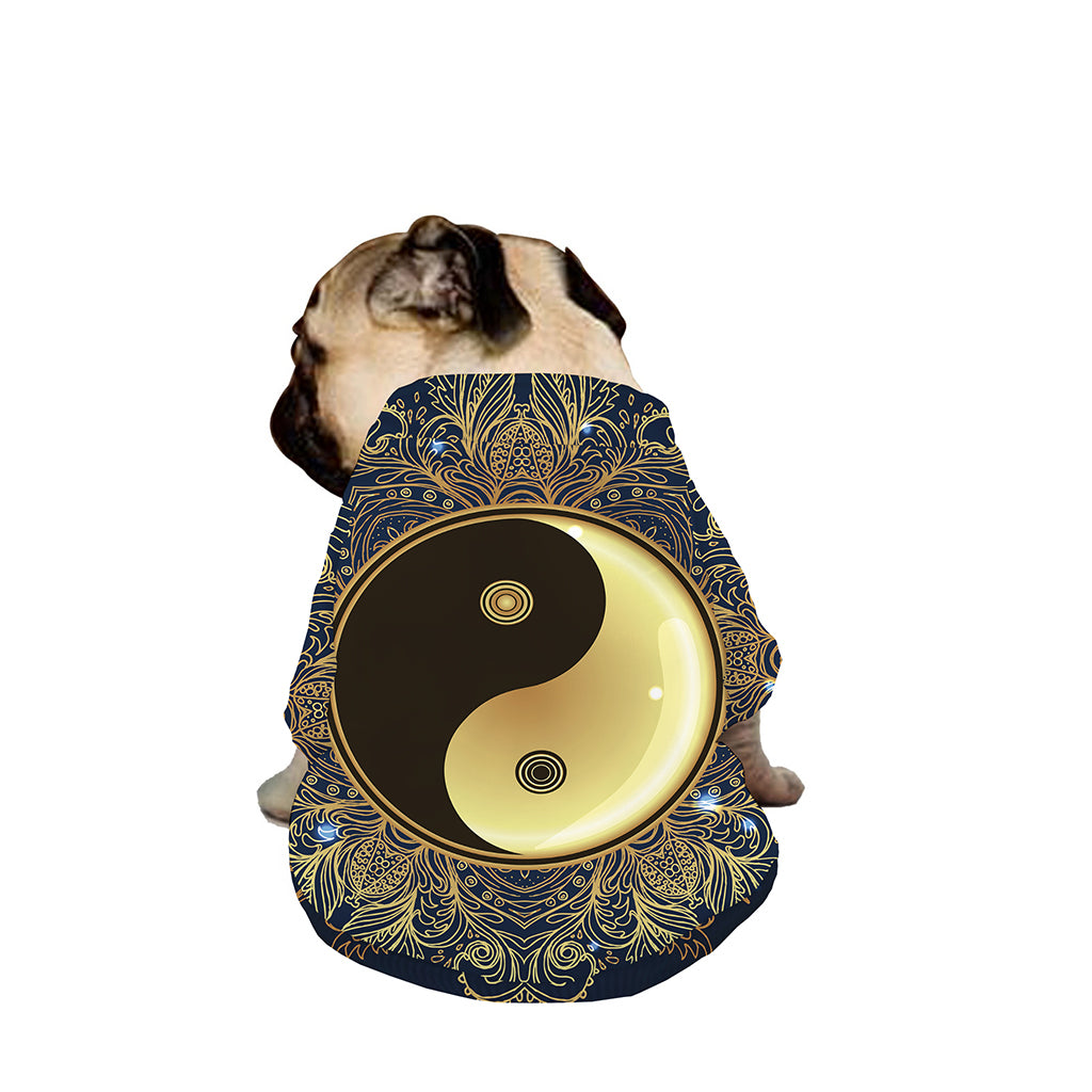 Gold Yin Yang Mandala Print Dog Zip Up Jacket