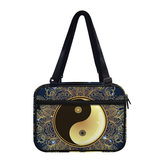 Gold Yin Yang Mandala Print Double Strap Bible Bag